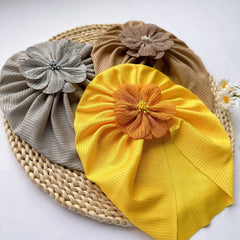 Soft Elastic Flower Baby Hat For Girl
