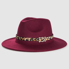 Men's Leopard Print Woolen Felt Hat with Decoration