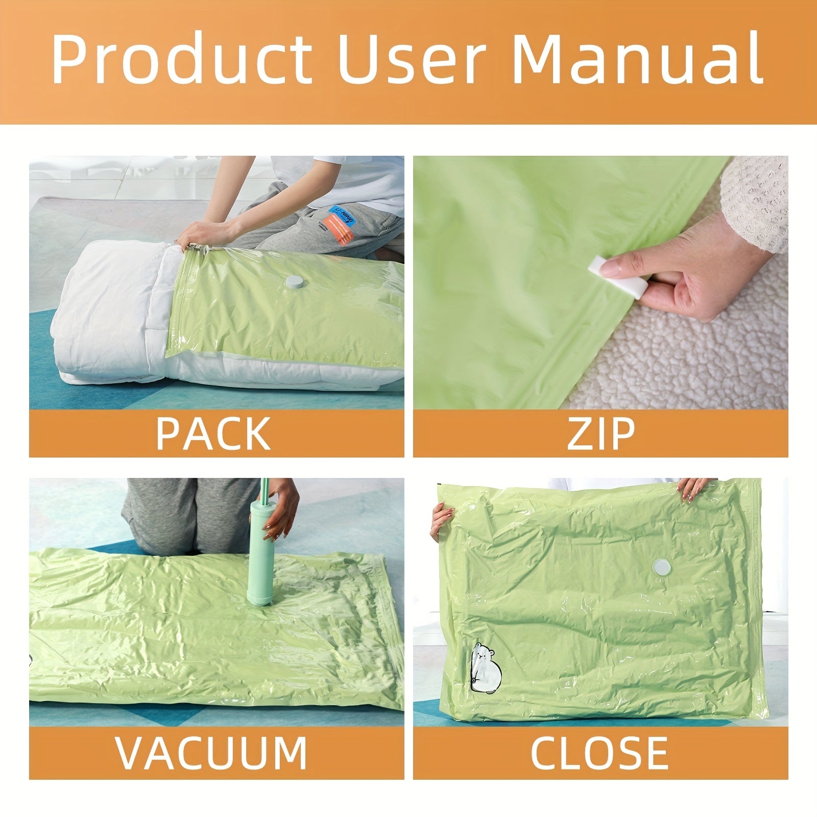6pcs Vacuum Compression Storage Bags for Clothes Blankets Shirts
