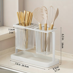 Flatware Organizer 2 Compartment With Draining Tray for Kitchen Utensils