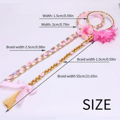 Princess Style Long Wig Hair with Flower Decor for Girls