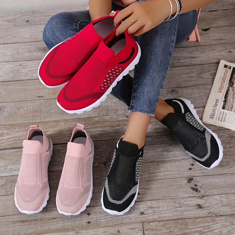 Women's Low Top Sock Shoes Knitted Slip On Walking Sneakers
