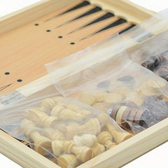 3 in 1 Chess Backgammon Checkers Set Large Size Solid Wooden Board