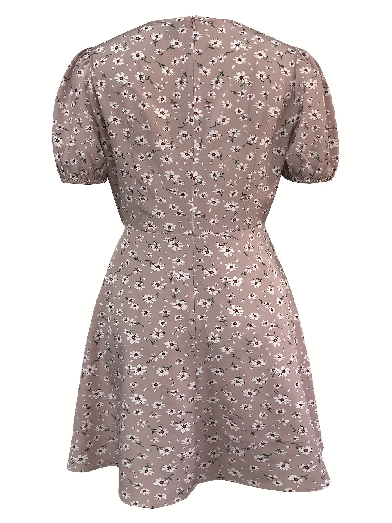 Floral Print V Neck Dress Short Sleeve Casual Spring Summer Women's Clothing