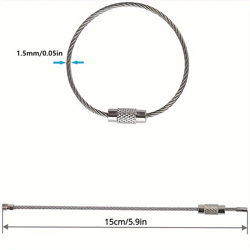 5pcs Stainless Steel Wire Keychain Cable Key Holder Keyring