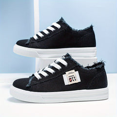 Women's Canvas Sports Shoes Lace-up Casual Walking Sneakers