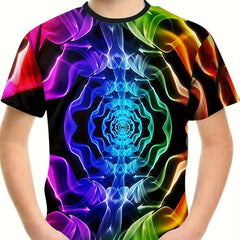 Colorful 3D Print Boy's Short Sleeve T shirt