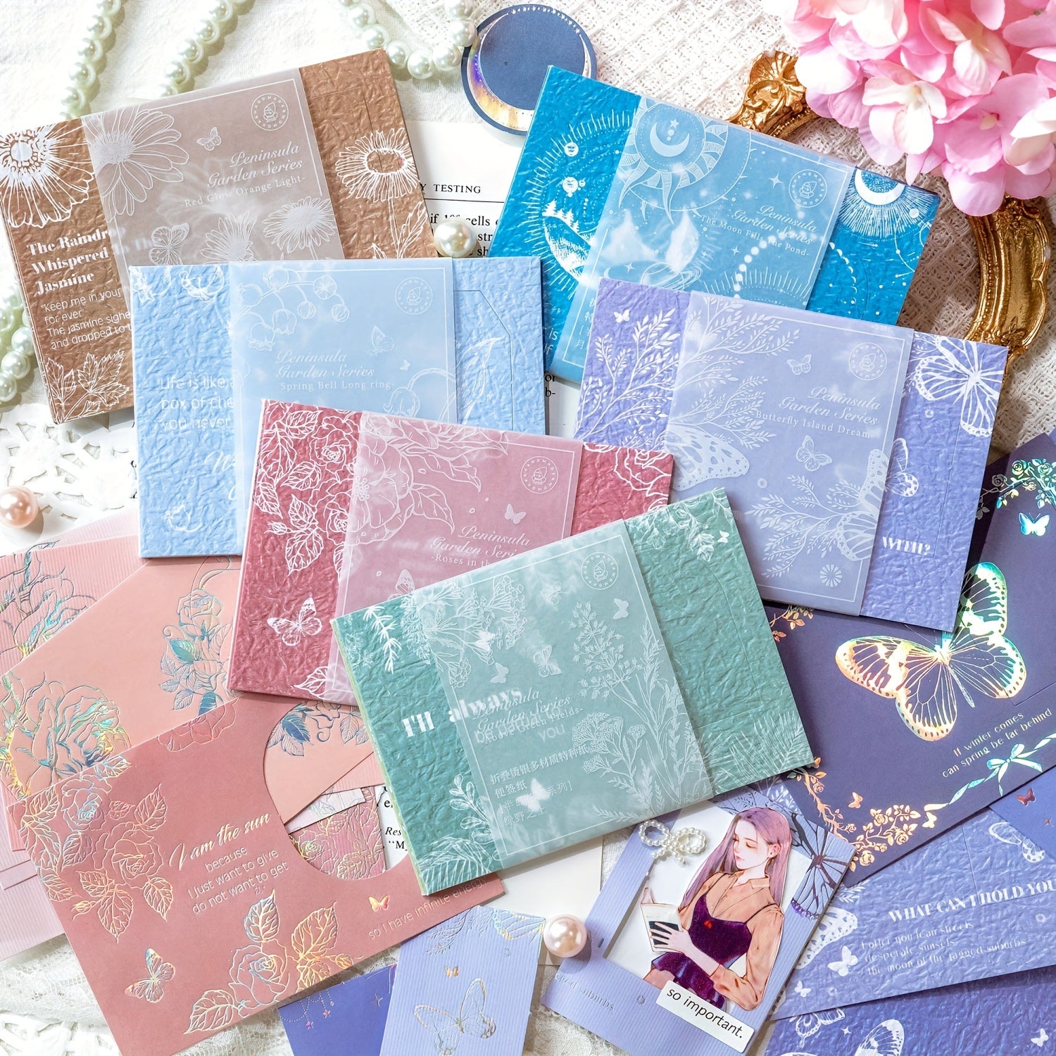 15pcs Peninsula Garden Series DIY Notepad, Journal Decorations
