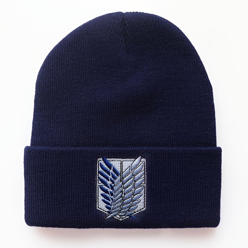 Anime Angel Wings Embroidery Knitted Hat Cartoon Beanie Warm Pullover Hat