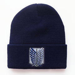 Anime Angel Wings Embroidery Knitted Hat Cartoon Beanie Warm Pullover Hat