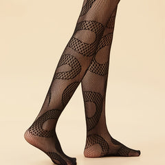 Snake Pattern Fishnet Tights High Waist Hollow Out Mesh Pantyhose