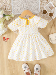 Baby Girl's Polka Dot Print Bow Short Sleeve Dress Toddler Clothes