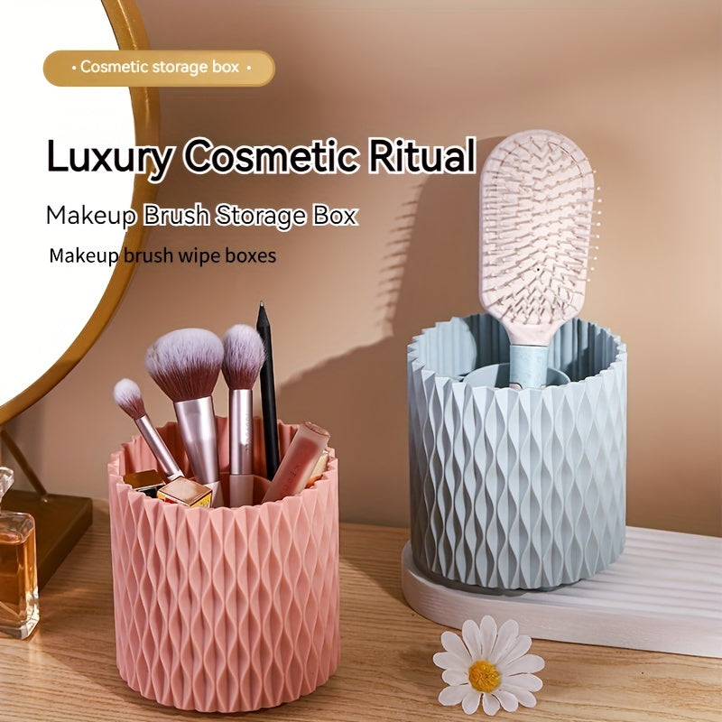 360 Rotating Cosmetic Brush Storage Bucket Desktop Organizer