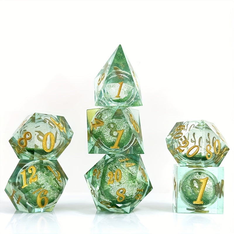 7pcs Liquid Core Dice Resin Mini Game Drinking Fun Dice Creative Tabletop