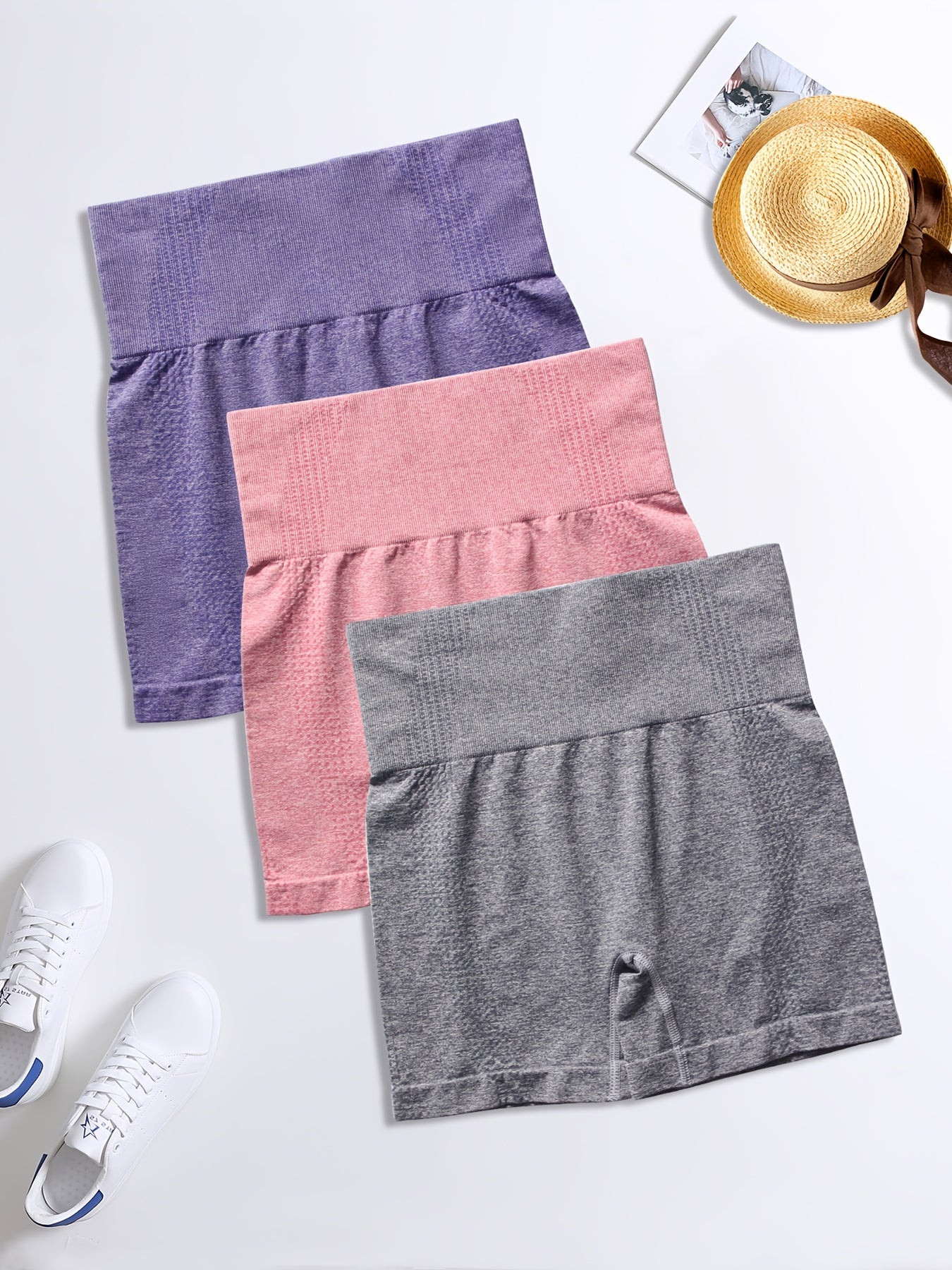 3pcs High Elastic Yoga Shorts Butt Lift Tight Sports Shorts