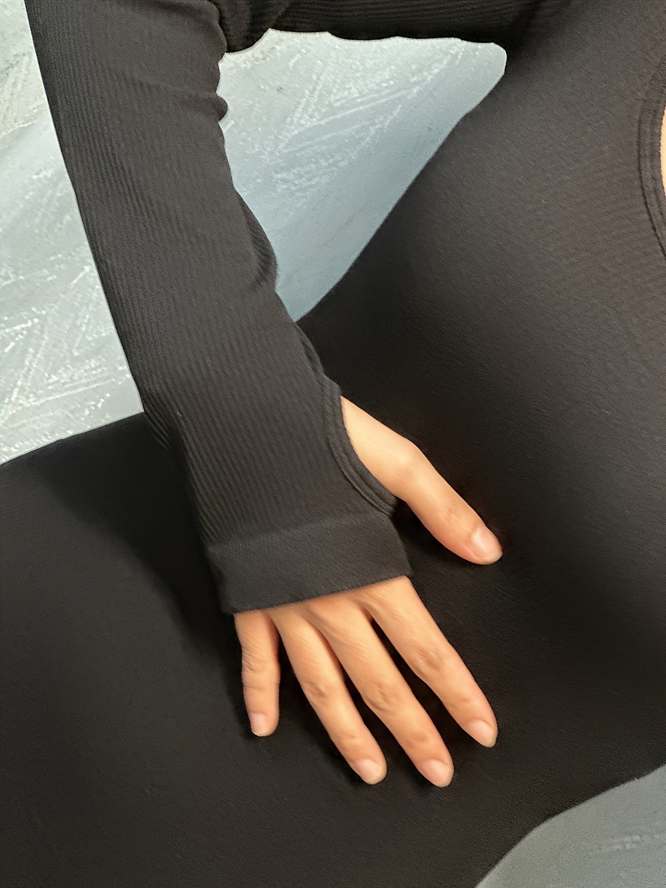 Solid Yoga Jumpsuit Ribbed Long Sleeve Square Neck Bodysuit