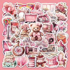 60 Pink Retro Holiday Sticker Set for Skateboard Waterproof Decals