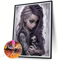 Gothic Girl 5D Diamond Painting Set for Adults, DIY Full Embroidery Painting