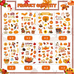 16 Sheets Autumn Leaf Sticker Maple Leaf Thanksgiving Party Decoration Stickers