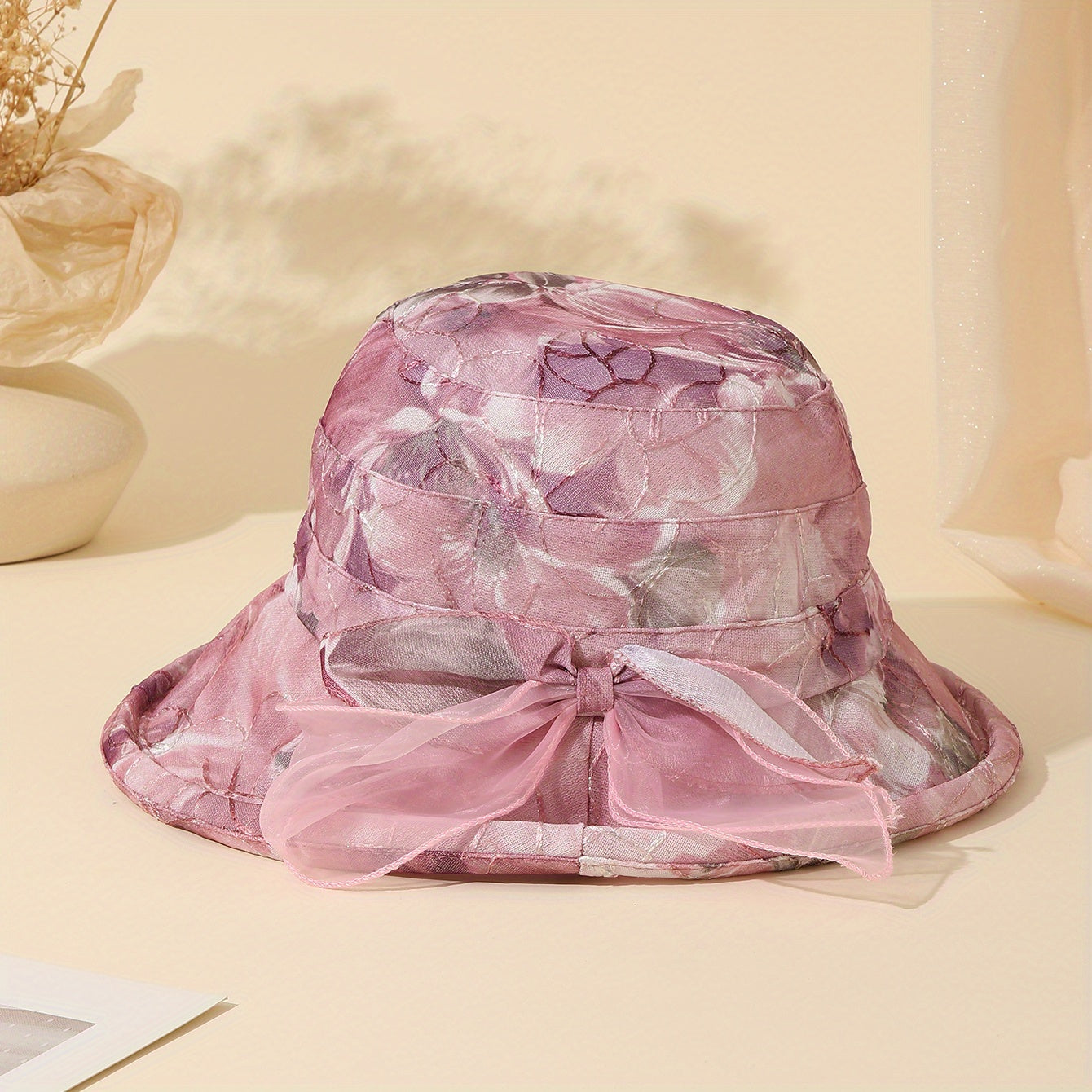 Flower Embroidery Bucket Hat Lightweight Thin Breathable Summer Sun Hats