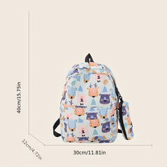Cartoon Unicorn Bear Flower Backpack with Pen Bag for Kids