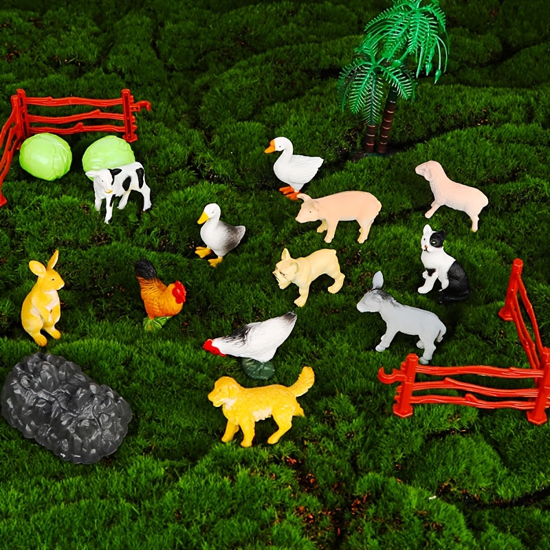 Mini Farm Wild Animal Doll Set Cow Rabbit Sheep Educational Toy Gift