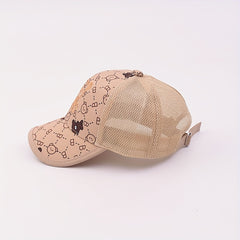 Kids Bear Embroidery Baseball Cap Mesh Adjustable Sunshade Hat