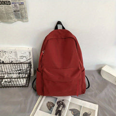 Large Capacity Preppy Backpack Dacron Lightweight School Campus Daypack