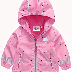 Toddler Girl's Waterproof Windproof Hooded Jacket