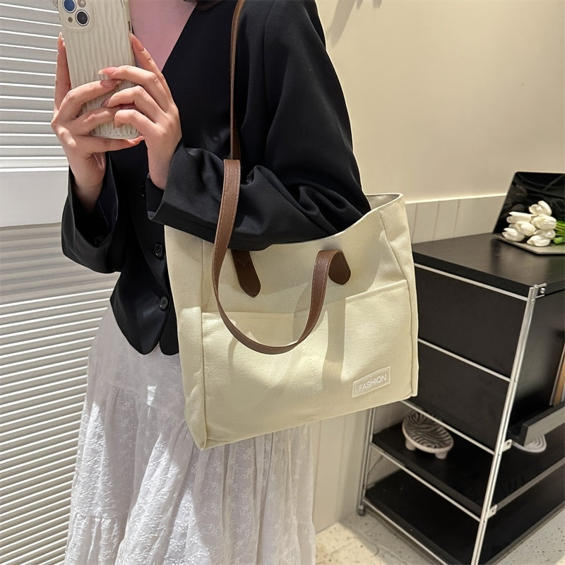 Canvas Large Capacity Tote Bag Casual Handbag Style Shoulder Bag