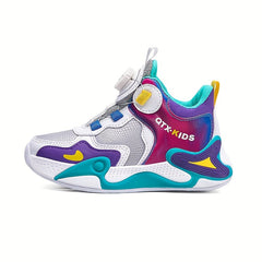 Boy's Block Basketball Shoes Rotating Buckle Non Slip Sneakers