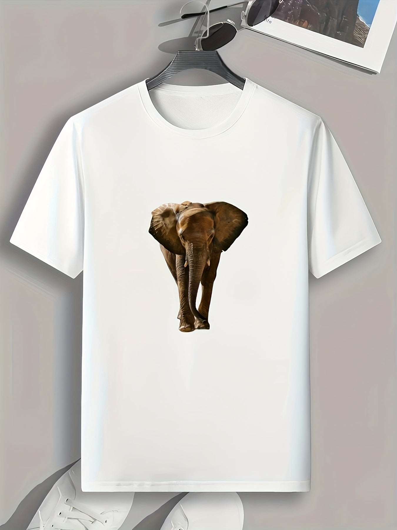 Elephant Print Men's Tee Shirt for Summer