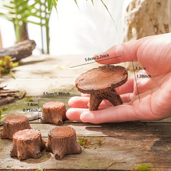 5pcs Mini Tree Stump Garden Art Resin Ornaments
