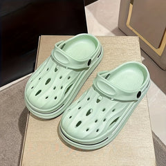 Women's Solid Garden Clogs Casual Hollow Out Slip On Shoes