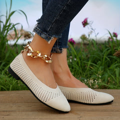 Women's Breathable Knit Flat Shoes Casual Pointed Toe Work Shoes