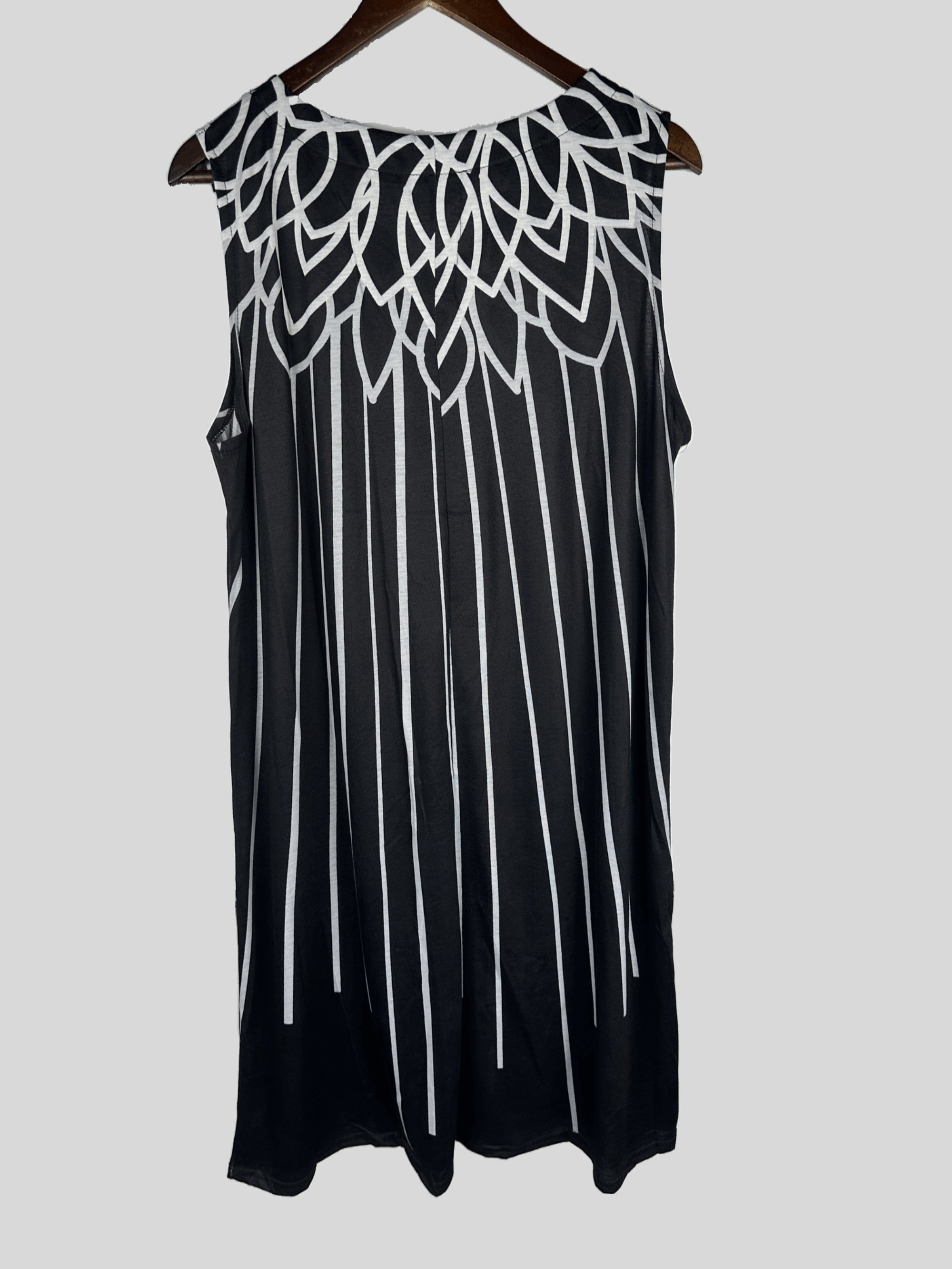 Geometric Print V Neck Stretch Tank Dress