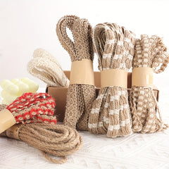 10M Length Lace Burlap Wedding Ribbon Natural Jute Rope Twine String