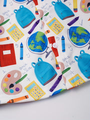 Boys Cartoon Palette Pencil School Bag Print Shirt Kids Summer Clothes