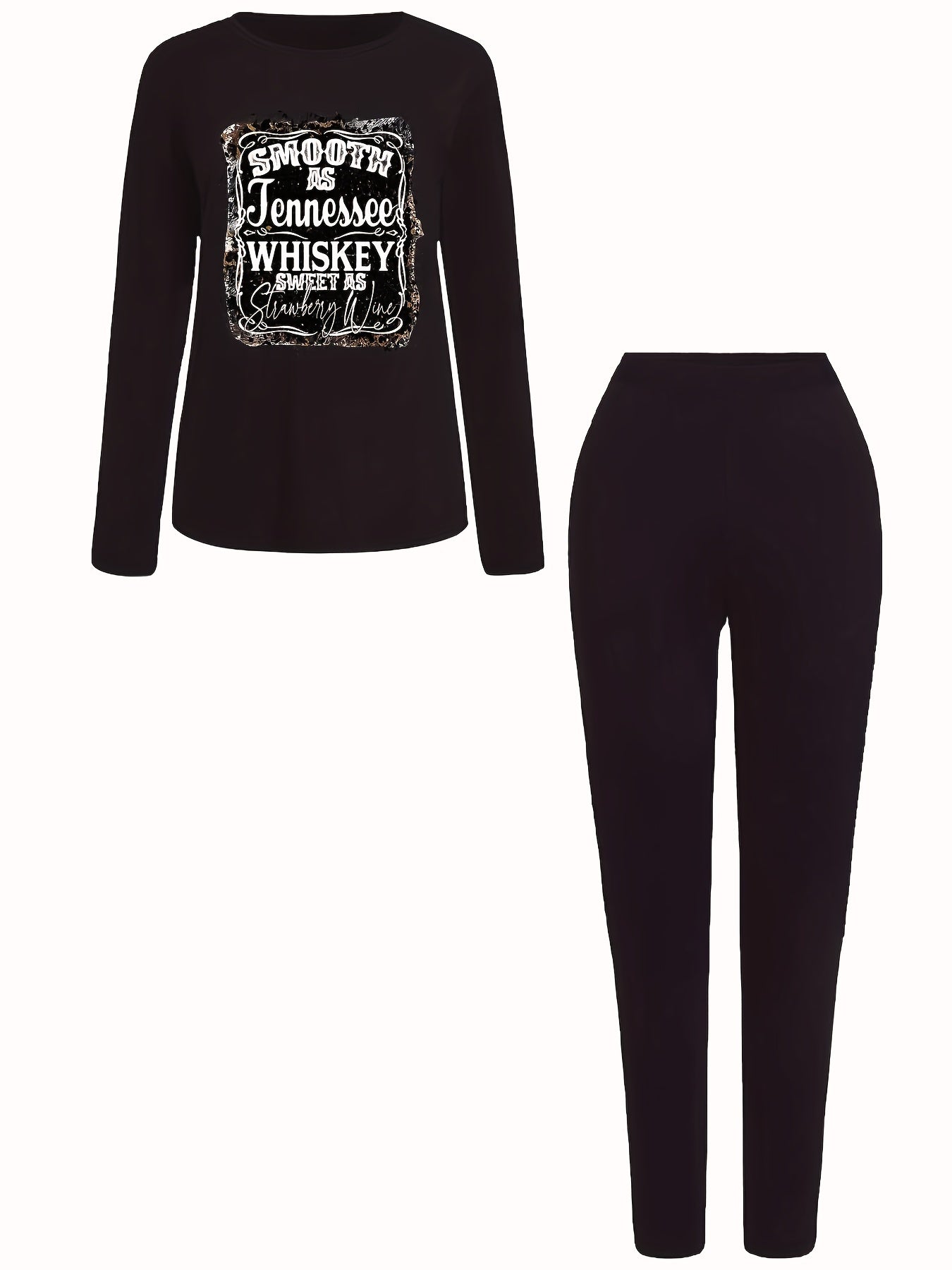 Slogan Print Top & Leggings Set