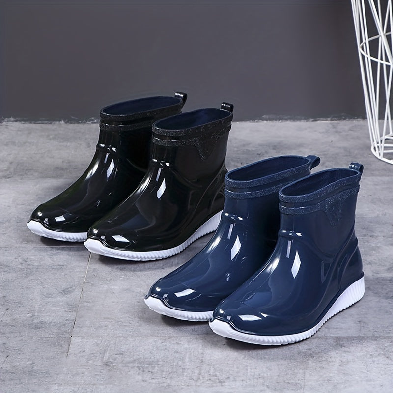Men's Waterproof Mid Top Rain Boots for Outdoor Walking Fishing