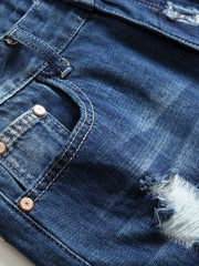 Men's Ripped Denim Shorts Distressed Casual Street Style