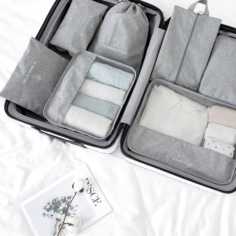 7pcs Travel Storage Bag Clothes And Shoes Luggage Sorting