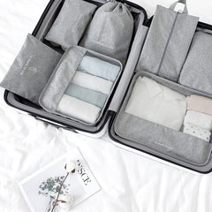 7pcs Travel Storage Bag Clothes And Shoes Luggage Sorting