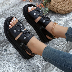 Women's Platform Sandals Metal Ring Thick Bottom Sports Sandals