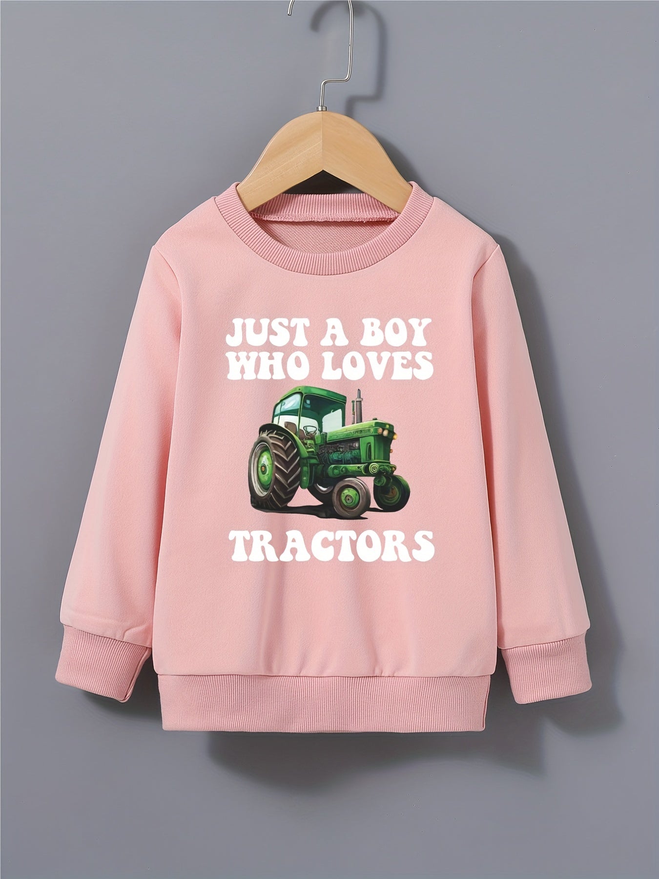 Boys Tractor Print Sweatshirt Round Neck Pullover