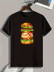 Hamburger Print Men's Graphic T shirt for Summer