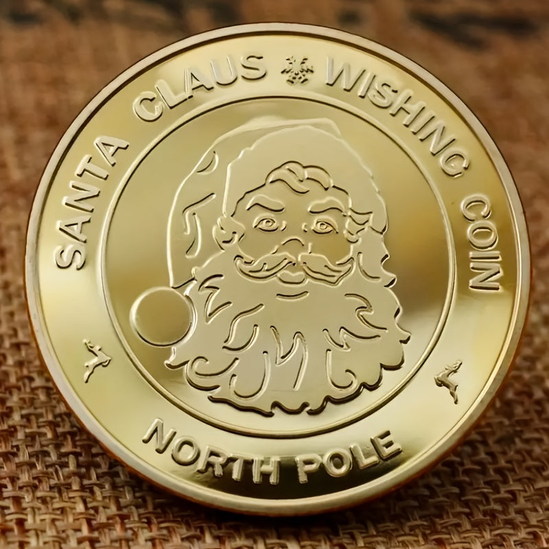 Merry Christmas Golden Coin Santa Claus Wishing Coin Display Rack