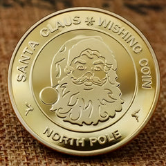 Merry Christmas Golden Coin Santa Claus Wishing Coin Display Rack