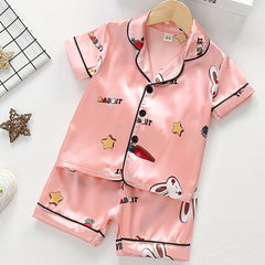 Toddler Girls Rabbit Graphic Pajama Set Short Sleeve Top & Shorts Sleepwear