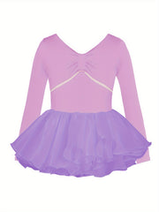 Girls Comfy Cotton Long Sleeve Ballet Tutu Dress